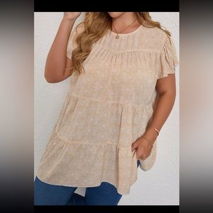 SHEIN CURVE Ditsy Floral Keyhole Babydoll Blouse-sz 16